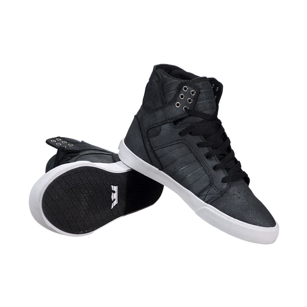 Baskets Montantes Supra SkyTop Noir Black/Metallic-White Femme | AZS-99346960